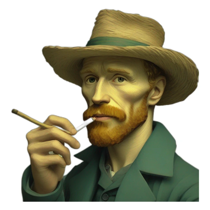 Vincent Van Gogh in 2023 chilling with a joint in hand with the boys sticker
