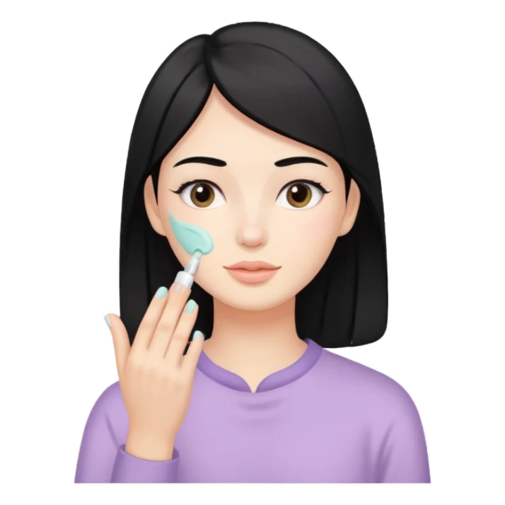 cute black hair pastel colors skin care sticker