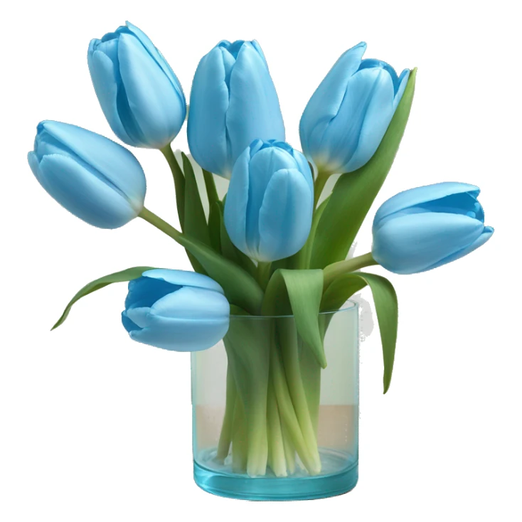 Baby blue tulips in glass vase  sticker