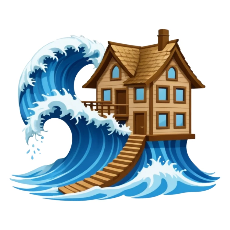 TSUNAMI DESTRUYENDO UNA CASA sticker
