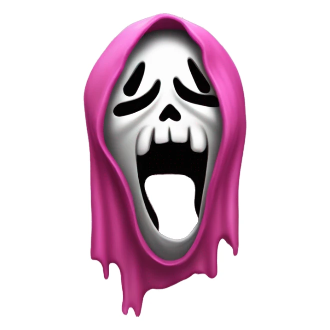 ghostface from scream scary movie pink with an open screaming black mouth hole sticker