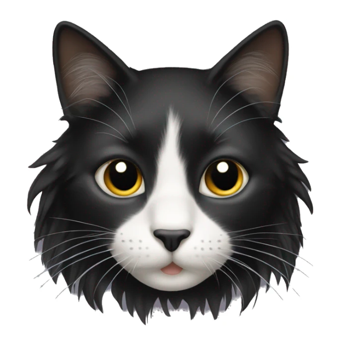 black cat domestic long-haired with white spot on the mouth sticker