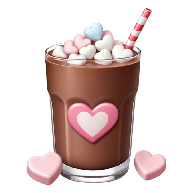 Chocolate milk with heart shaped marshmallows on top sticker