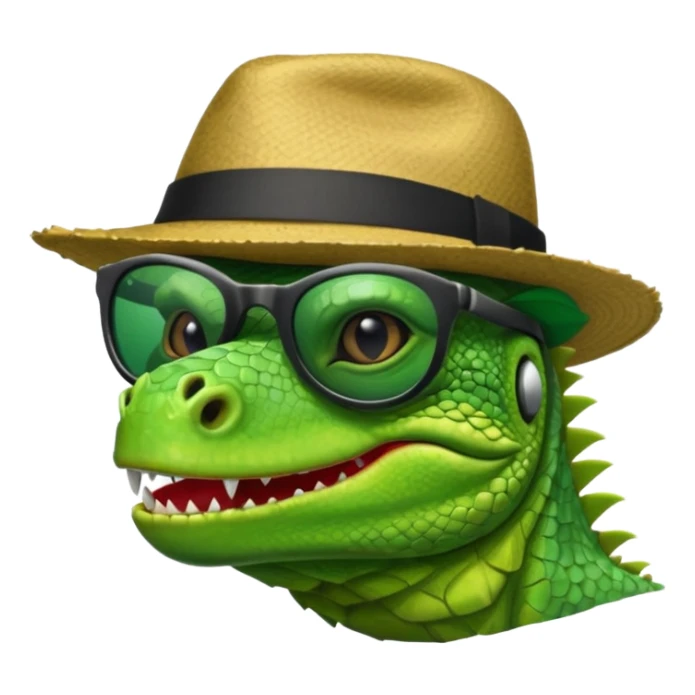 capitalist iguana head with black reflex sunglasses and hat smiling sarcastically sticker