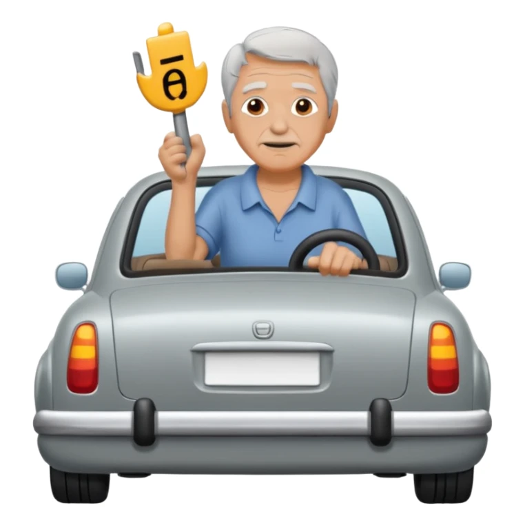 My grandfather is pulling a rear car sticker