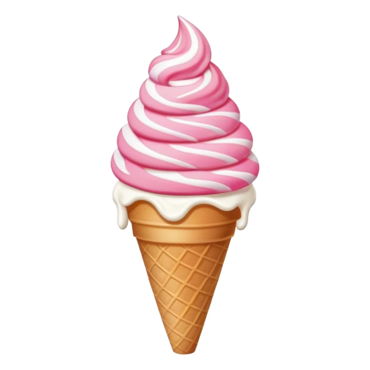 strawberry soft serve ice cream in a cone, pink swirl sticker