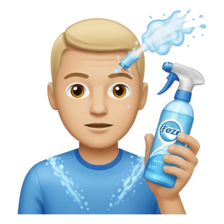 ligth man spraying with spray febreze sticker