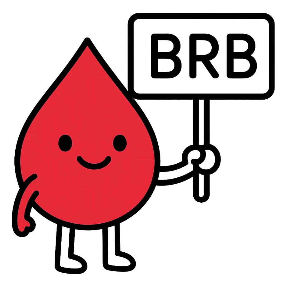 Make the sign, legs, and hands white while keeping the blood drop and the color outline style the same. Remove the background. sticker