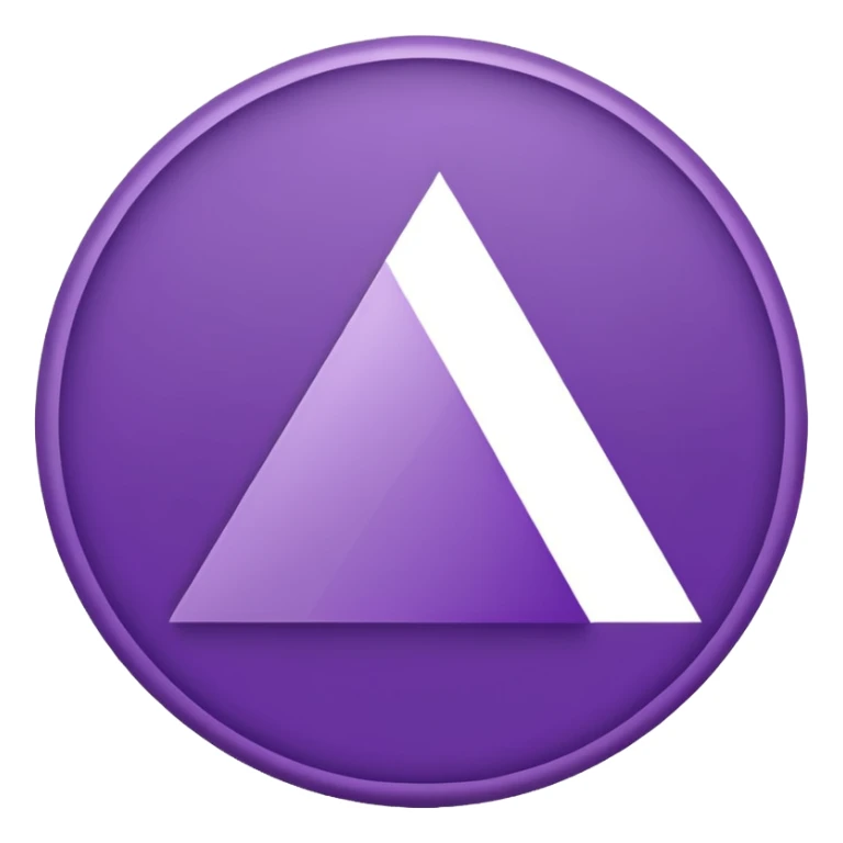 Solid purple circle with a white triangle facing to the right in the middle sticker