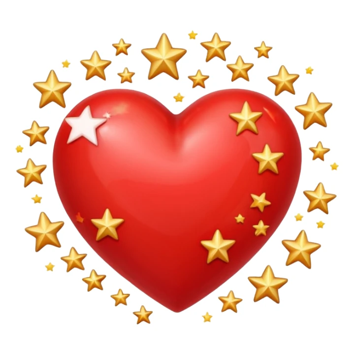 A red heart with many stars in it sticker