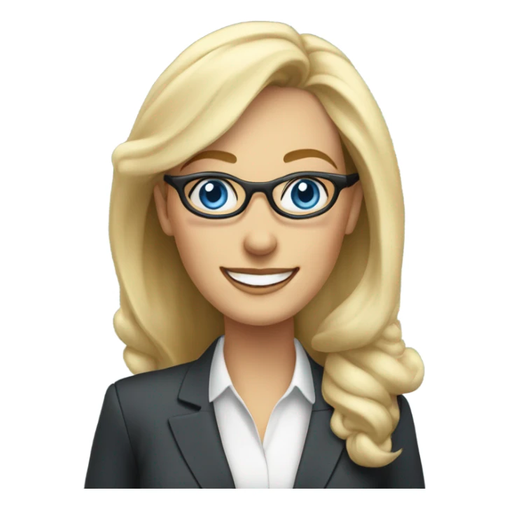Corporate blonde boss lady with glasses happy blue eyes talking on a phone  sticker