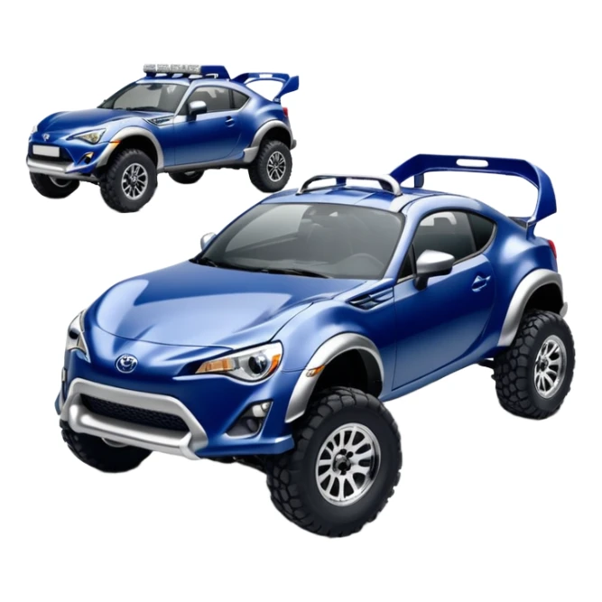 Widened roof Long wheelbase widened pearly midnight snow dark blue 2nd generation 2025 Toyota 86 off-road racer chrome nerf bars,side mounted climbing rock sliders, and silver satin wheels  sticker