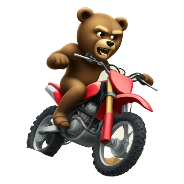 Angry bear riding a 2 stroke dirtbike sticker
