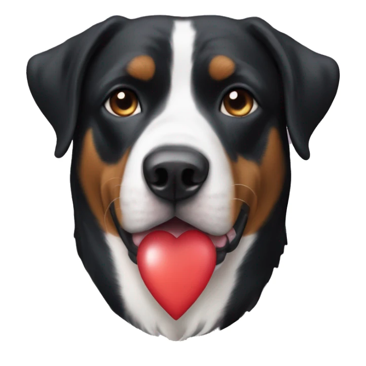 Crater Swiss Mountain dog with a heart sticker