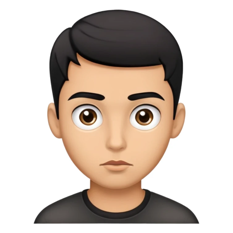 young man with modern black haircut, big eyes, medium lips, big eyebrows sticker