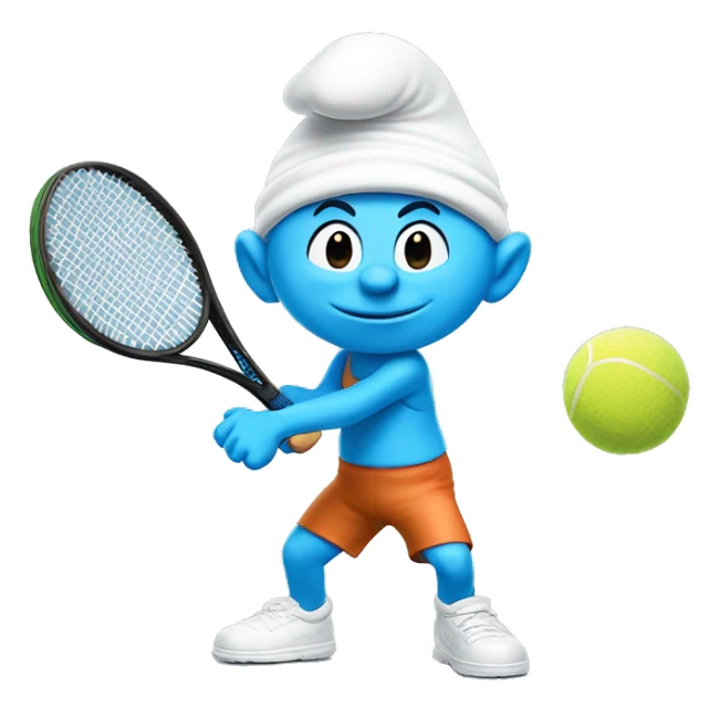 Light Blue Smurf playing tennis with Smurf racket  sticker