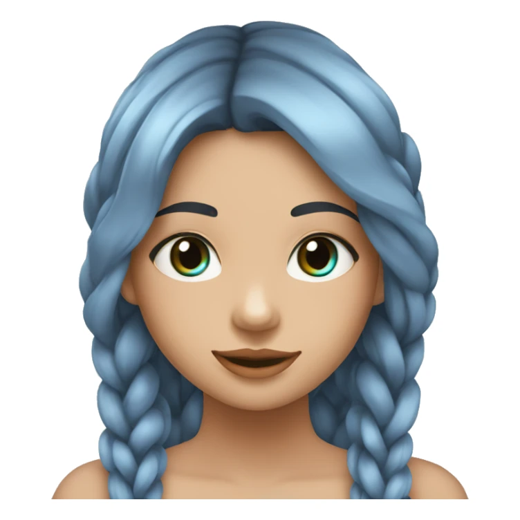 chica de ojos azules con trenzas largas color gris sticker
