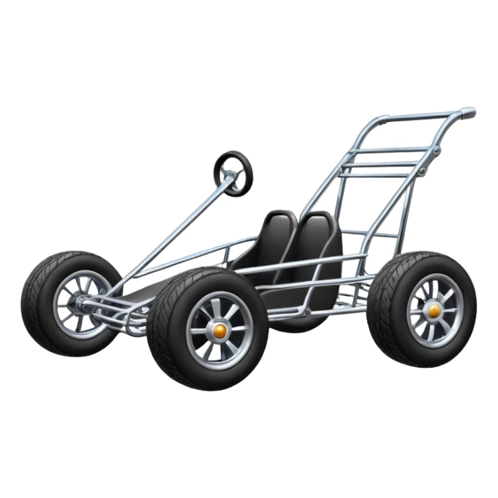 Race car whose frame and suspension is made of shopping cart material  sticker