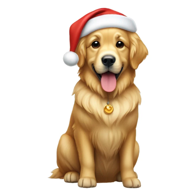 Golden retriever wearing a Santa hat full body sticker
