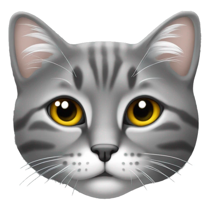 Chat gris foncé avec tête grise museau blanc, cou blanc, début des pâtes blanches  sticker