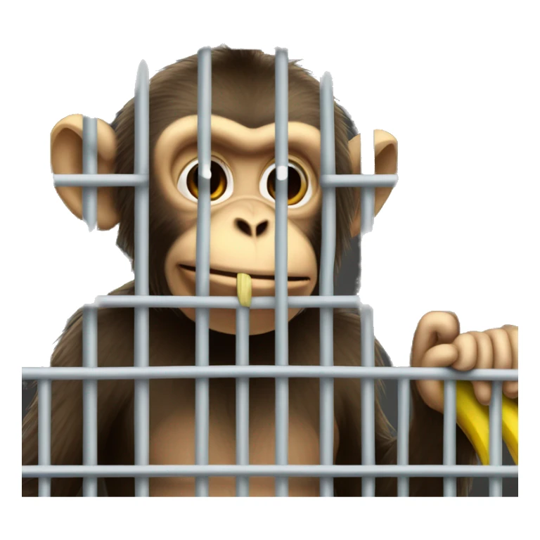 Monkey in a cage. Can't reach the banana.  4к sticker