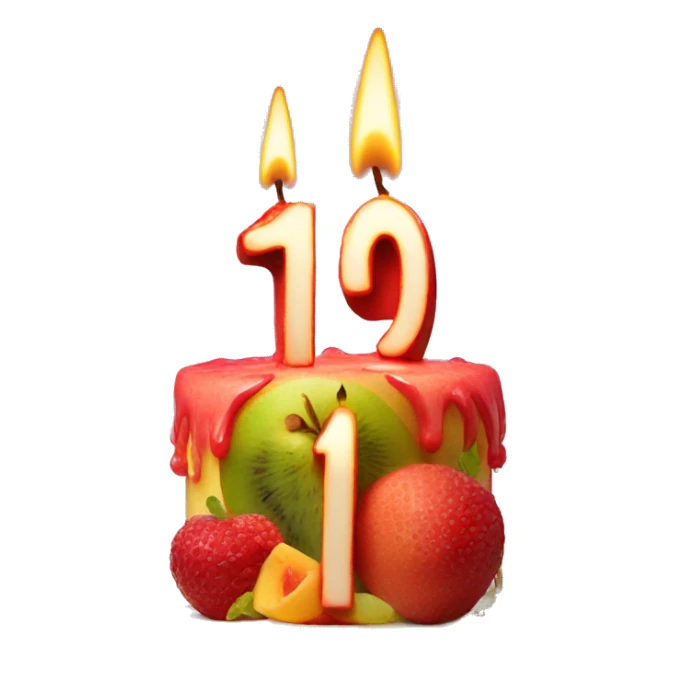 '1', '0' birthday candle on fruits cake sticker
