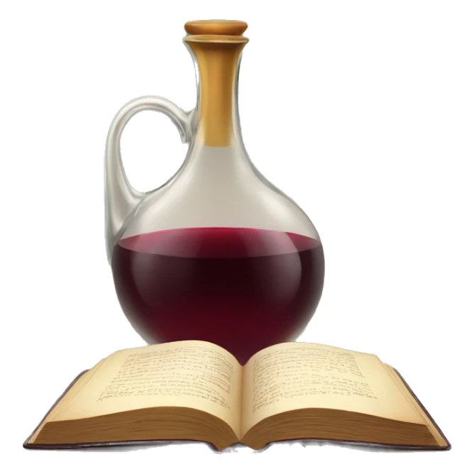 vintage carafe of wine with book sticker
