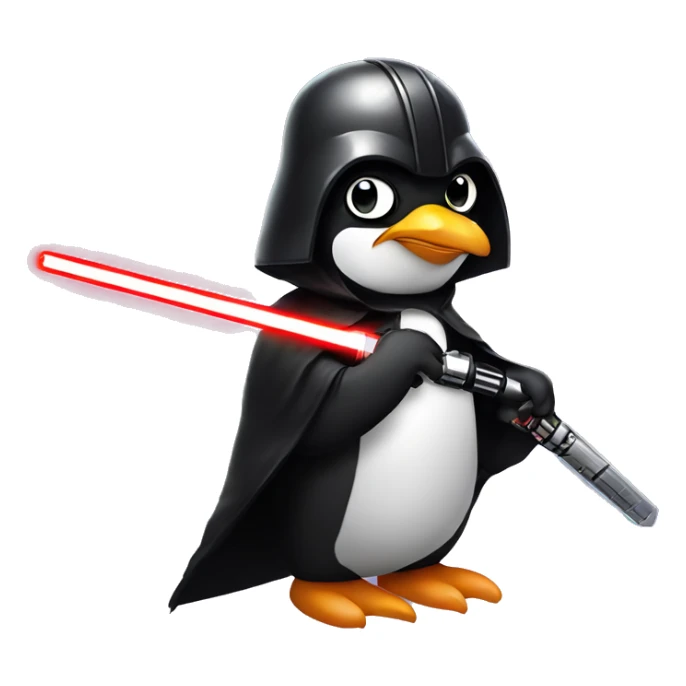 Penguin as Darth Vader with Lasersword sticker