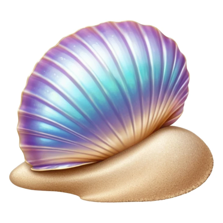 A shiny seashell rests on the sandy shore, hiding tiny secrets from the sea sticker