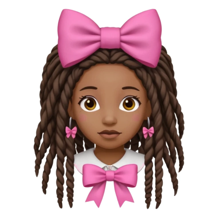 A black girl with dreadlocks and pink bows sticker
