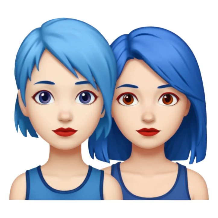👭one having blue hair and one having red hair sticker