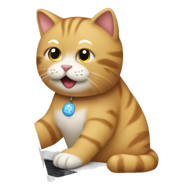 Un gato escribiendo en laptop sticker