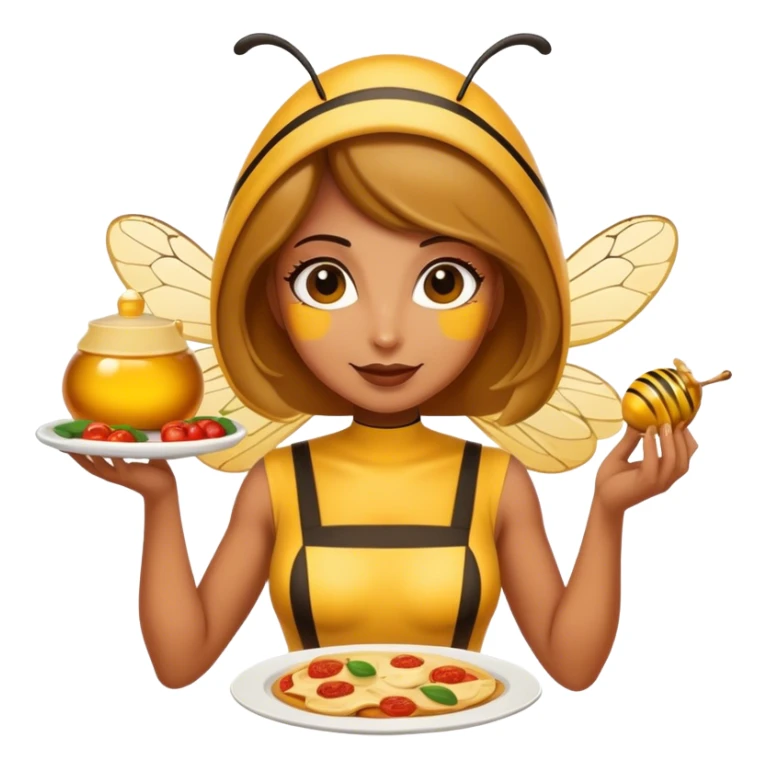 Woman bee serving Italian food sticker