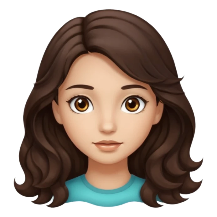 girl with wavy long dark brown hair, brown eyes, light to medium complexion, long lashes sticker