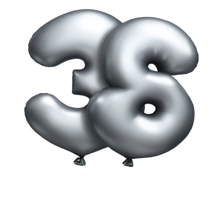 The number 3 and 0 as realistic silver balloons sticker