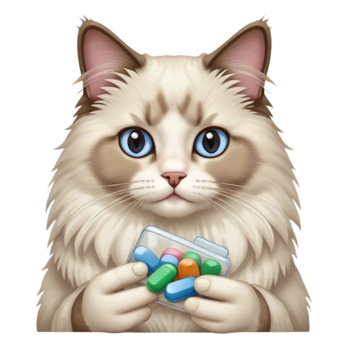 Adult ragdoll cat selling pills  sticker
