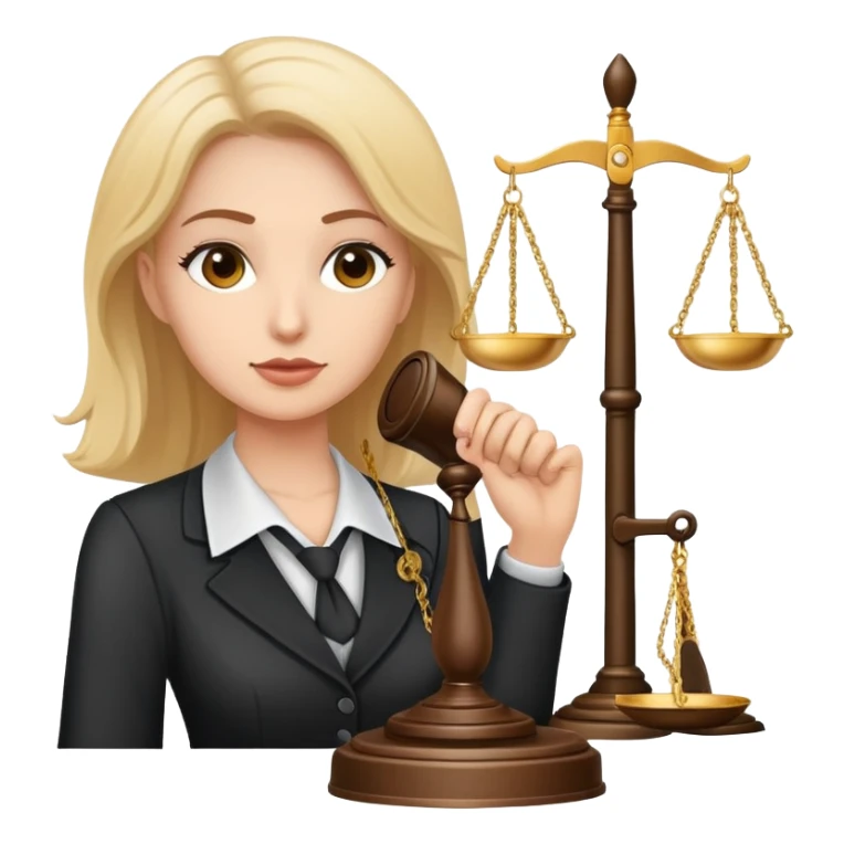female notary with justice scale and stamp, phoning with another woman sticker