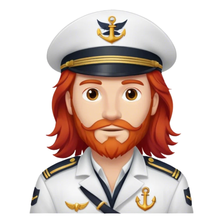 a male boat captain with long red hair no beard or mustache sticker