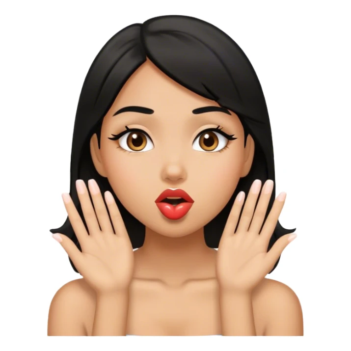 Tan girl with black hair sending kisses  sticker