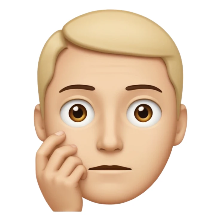 1. Overthinking
Minimalist flat emoji face, hand on chin simplified for small size, eyes looking sideways, subtle worried expression, thin 2px outline, rounded corners, soft flat colors, modern mobile UI style, centered, 1:1 ratio, high-resolution, transparent background sticker