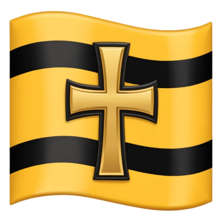Each flag features a gold cross symbol, likely a Coptic cross, on a black and yellow background with horizontal stripes. 
 sticker