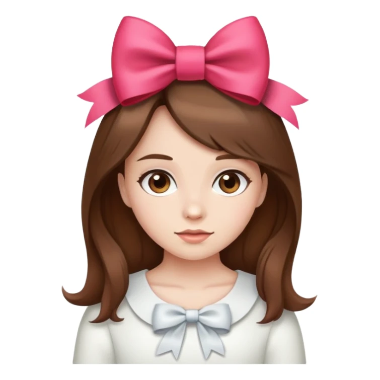 A girl with brown hair with a bow sticker