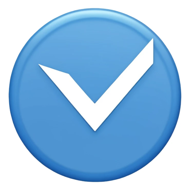 A blue circle with a white tick in the middle  sticker