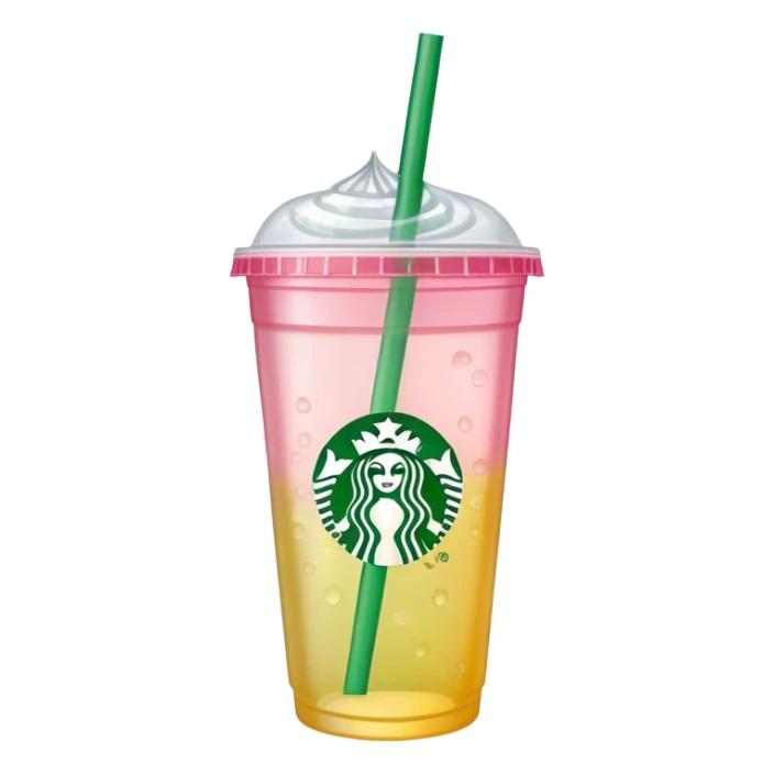 A Starbucks cup with a green straw and a pink lemonade inside the cup sticker