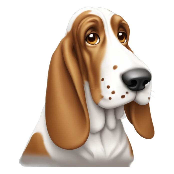 cute white basset hound dog with light brown spots sticker
