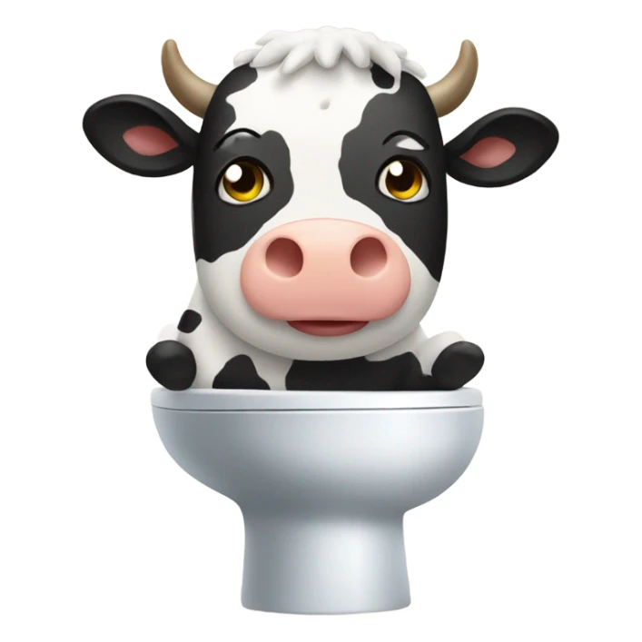 cow on toilet  sticker