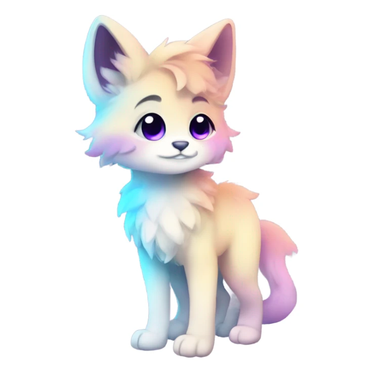 Adorable innocent cute gradient-Sparkle-nebula-fursona furry, full body sticker