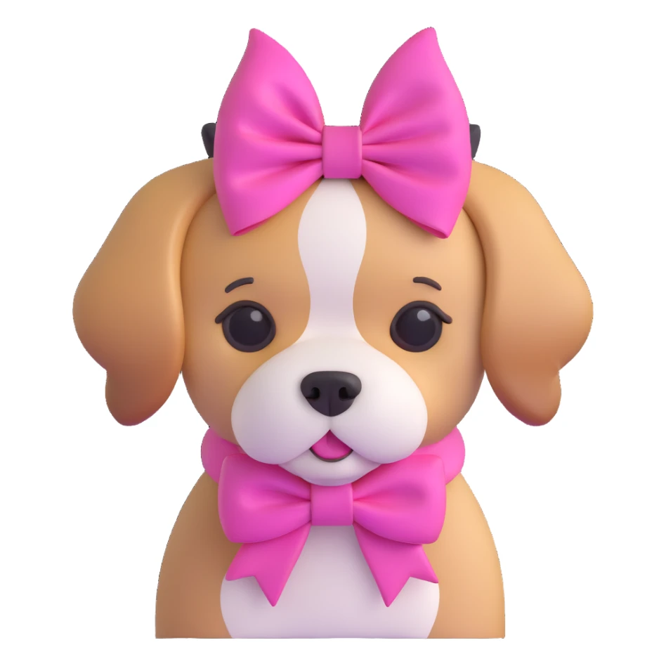 preppy dog with a pink head piece bow sticker