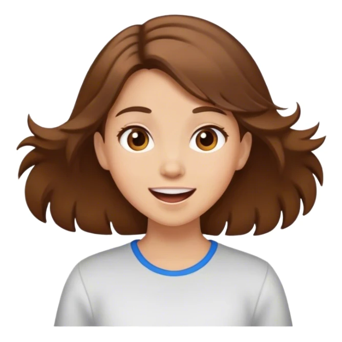 Girl excited with brown hair light skin sticker