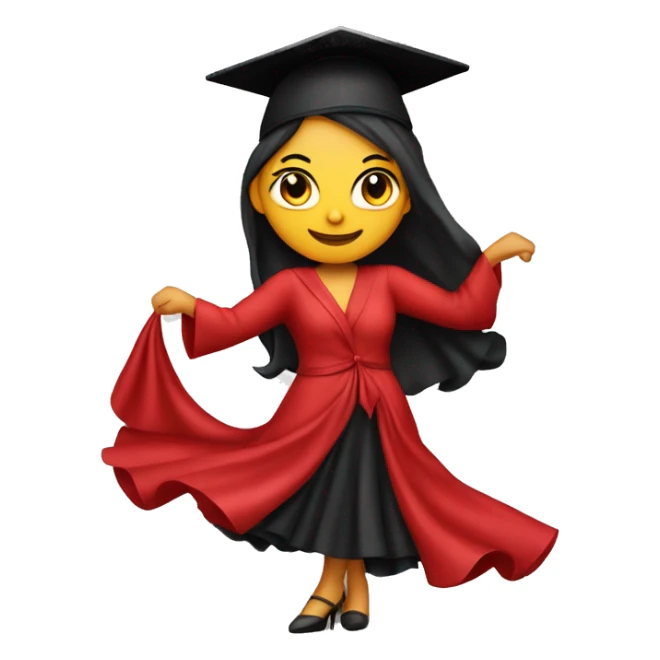 One Flamenco dancer with a red dress and a graduation cap sticker
